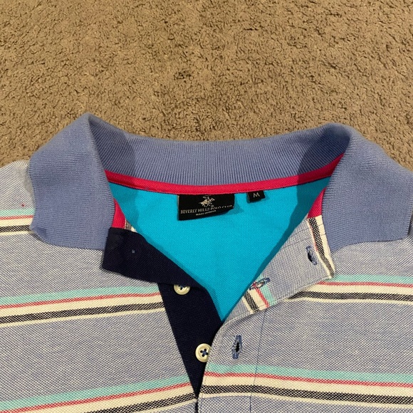 Beverly Hills Polo Club Multicolor Striped Polo Shirt - Picture 5 of 10